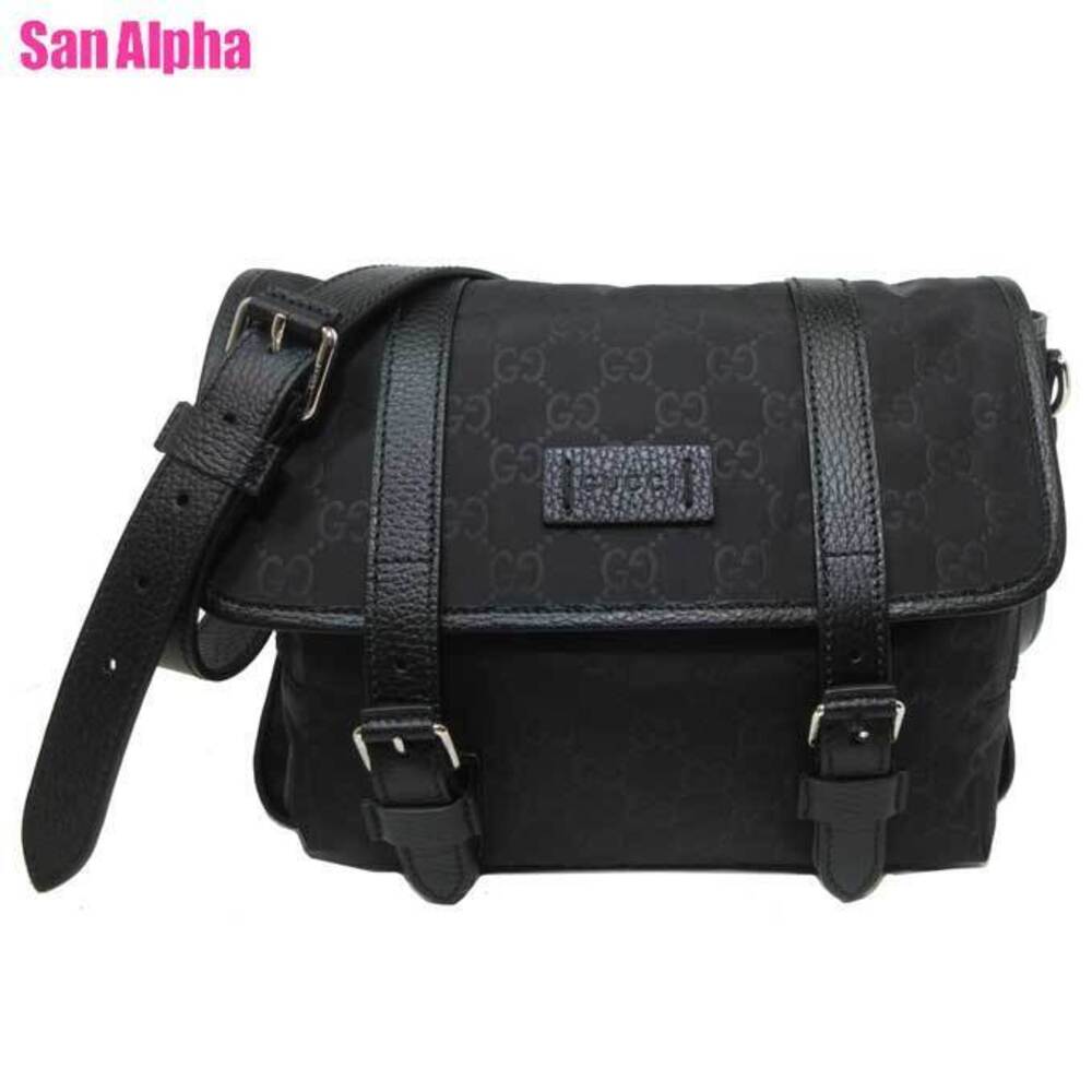 Gucci GG Logo Nylon Shoulder Bag Black